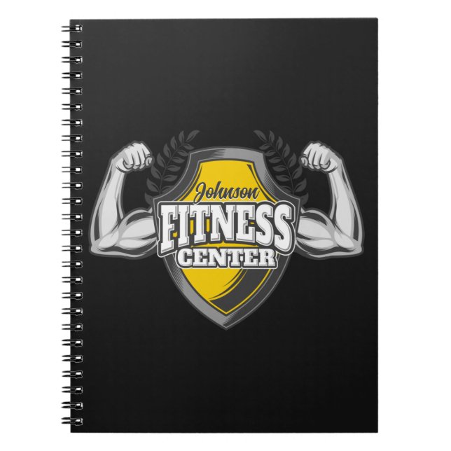 Cuaderno NOMBRE Personalizado Músculo entrenador de fitness (Frente)