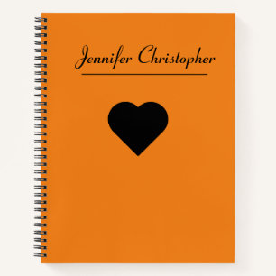 Cuaderno Nombre personalizado Naranja de escritura moderna