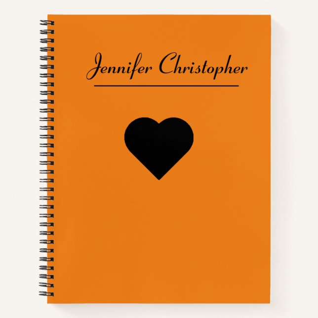 Cuaderno Nombre personalizado Naranja de escritura moderna  (Anverso)