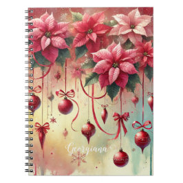 Cuaderno Nombre personalizado Navidades de Poinsettia sensa