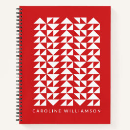 Cuaderno Nombre Personalizado Negrita Geométrica Rojo Moder