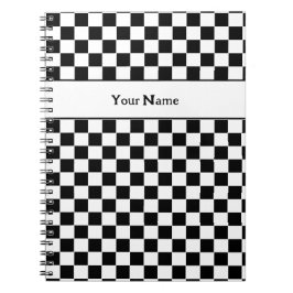 Cuaderno Nombre personalizado negro y blanco clásico