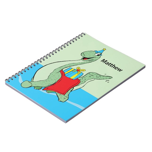 Cuaderno Nombre personalizado, niño, dinosaurio de cumpleañ (Lado Izquierdo)