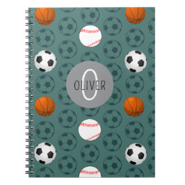Cuaderno Nombre Personalizado Niños Deportes Fútbol Patrón 