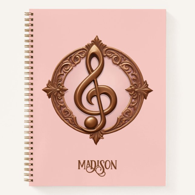 Cuaderno Nombre personalizado Nota de limpieza musical (Anverso)
