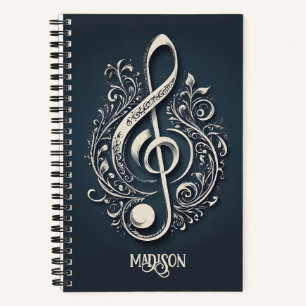 Cuaderno Nombre personalizado Nota de limpieza musical