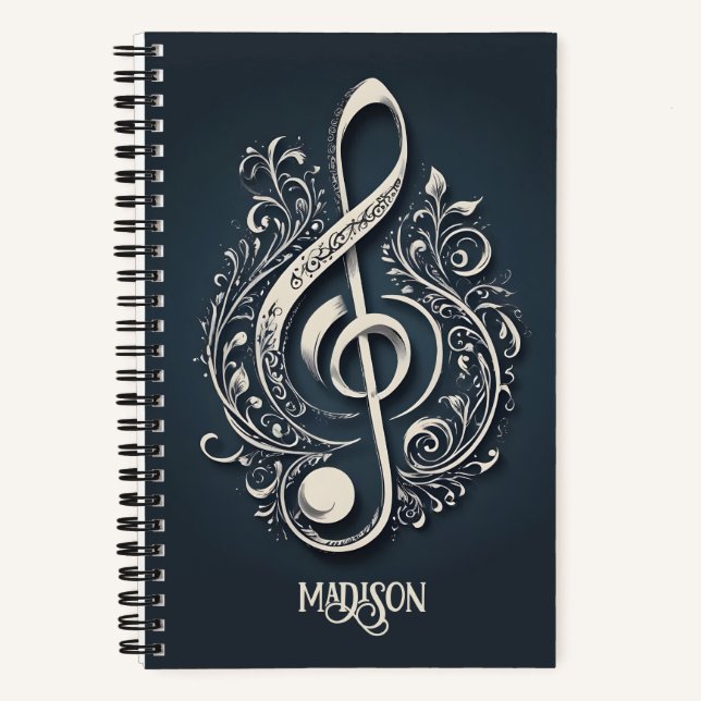 Cuaderno Nombre personalizado Nota de limpieza musical (Anverso)