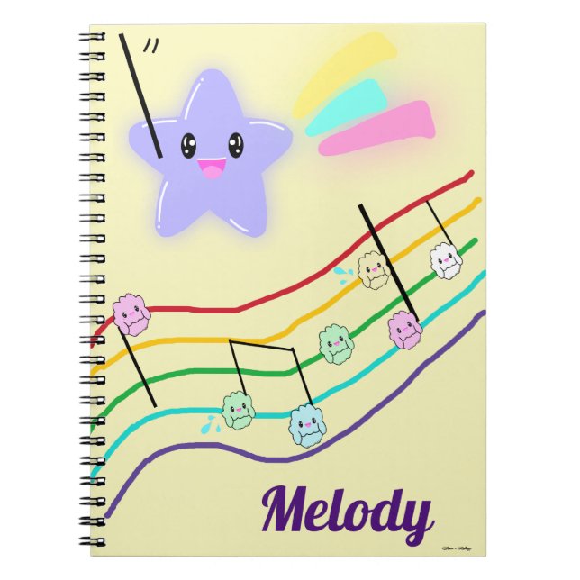 Cuaderno Nombre personalizado Notas de la música animal Pun (Frente)