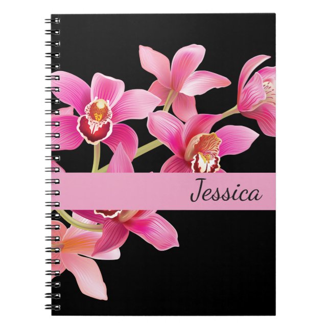 Cuaderno Nombre personalizado para portátiles-orquídeas ros (Frente)
