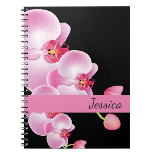Cuaderno Nombre personalizado para portátiles-orquídeas ros