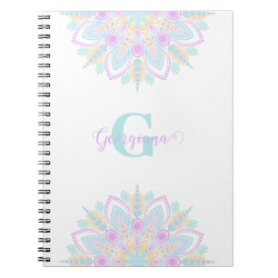 Cuaderno Nombre personalizado Pastel Arcoiris Floral Sundal