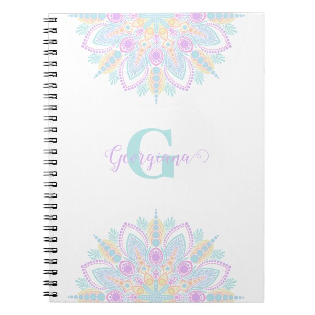 Cuaderno Nombre personalizado Pastel Arcoiris Floral Sundal (Frente)