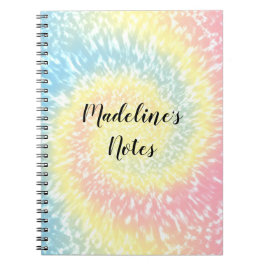 Cuaderno Nombre personalizado Pastel Tie Dye Hippy Swirl