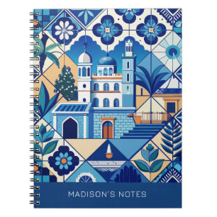 Cuaderno Nombre personalizado Patrón de mosaicos Azulejo