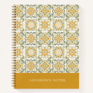 Cuaderno Nombre personalizado Patrón de mosaicos portuguese