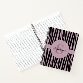 Cuaderno Nombre personalizado Patrón de rayas de cebra mono