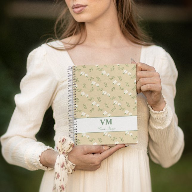 Cuaderno nombre personalizado patrón floral monograma elega (Subido por el creador)