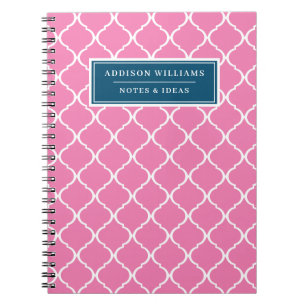 Cuaderno Nombre personalizado Patrón único de latencia rosa