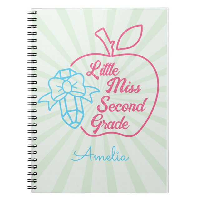 Cuaderno Nombre Personalizado Pequeña Miss Segundo Grado (Frente)
