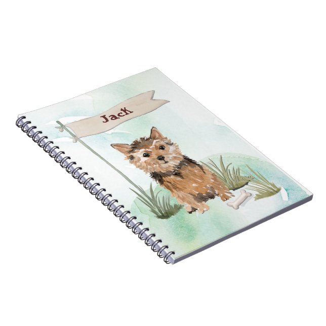 Cuaderno Nombre personalizado Perro Mascota Norfolk Terrier (Lado Derecho)