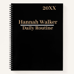 Cuaderno Nombre personalizado personalizado moderno negro m