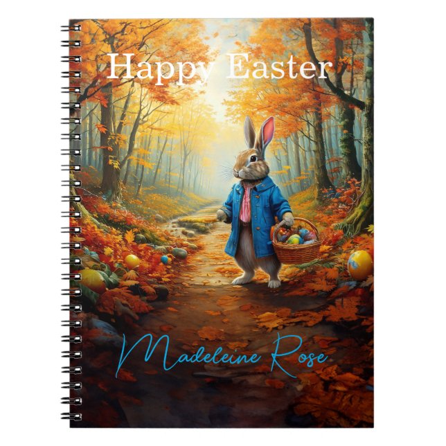 Cuaderno Nombre personalizado Peter Easter Bunny con Huevos (Frente)