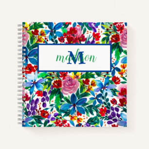 Cuaderno Nombre personalizado Phoebe Watercolor Floral