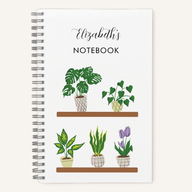 Cuaderno Nombre personalizado Plantas Potadas Script Monste (Anverso)