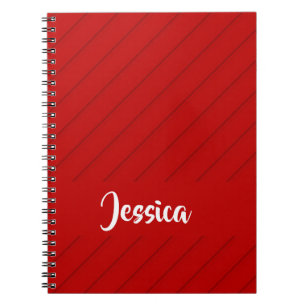 Cuaderno Nombre personalizado plástico diagonal rojo textur