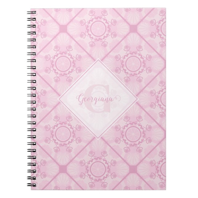 Cuaderno Nombre Personalizado Preppy En Diamante De Mandala (Frente)