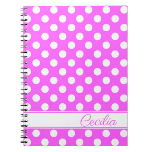 Cuaderno Nombre Personalizado, Puntos Rojos Y Blancos Sorpr