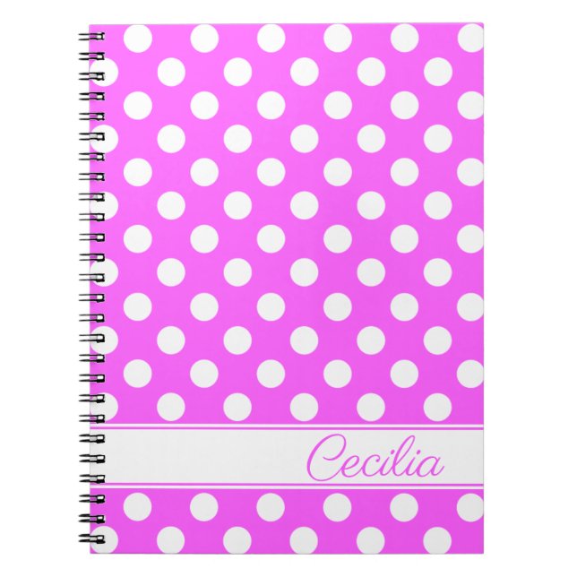Cuaderno Nombre Personalizado, Puntos Rojos Y Blancos Sorpr (Frente)