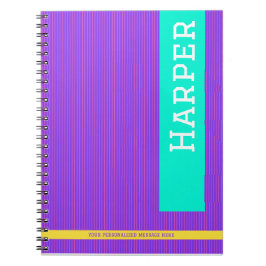 Cuaderno Nombre personalizado púrpura de moda