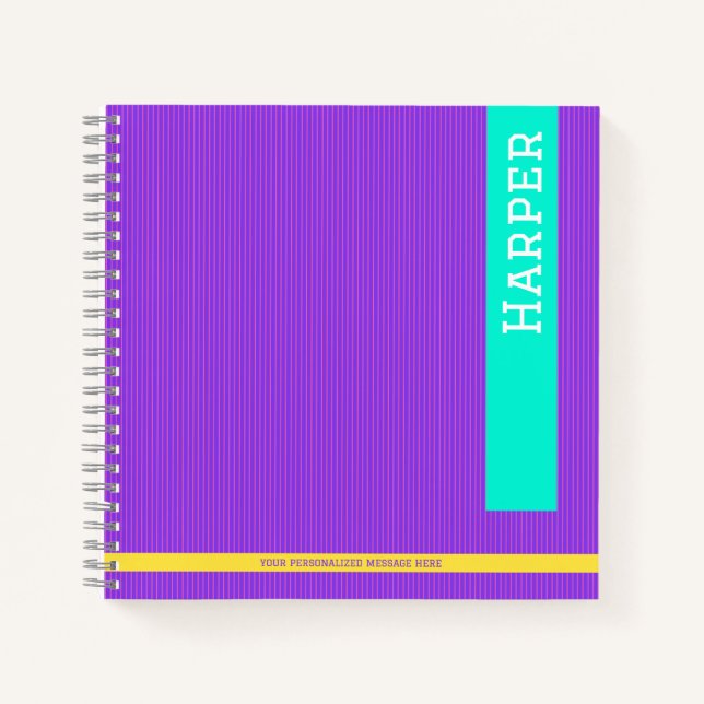 Cuaderno Nombre personalizado púrpura de moda (Anverso)