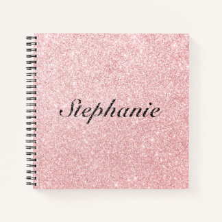 Cuaderno Nombre personalizado Purpurina rosa estilo de dest
