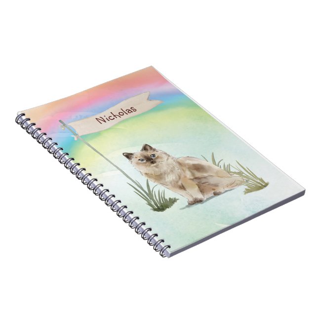Cuaderno Nombre personalizado Ragdoll Cat Mascota (Lado Derecho)