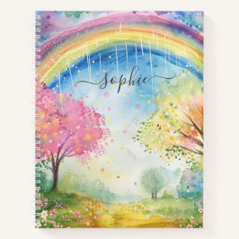 Cuaderno Nombre personalizado Rainbow Sunshine and Rain