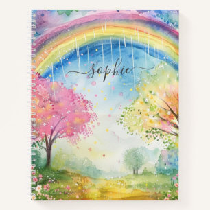 Cuaderno Nombre personalizado Rainbow Sunshine and Rain