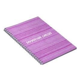 Cuaderno Nombre personalizado rayas rosas textiladas