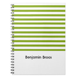 Cuaderno Nombre personalizado rayas verdes y blancas