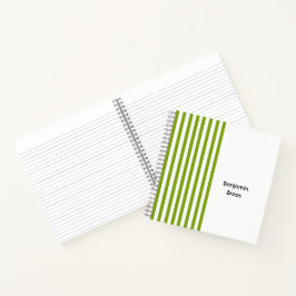 Cuaderno Nombre personalizado rayas verdes y blancas