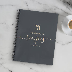 Cuaderno Nombre personalizado Receta de guión elegante mode