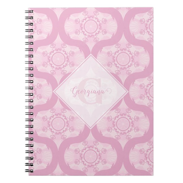 Cuaderno Nombre personalizado retro 1970 Preppy en Mandala  (Frente)