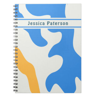Cuaderno Nombre personalizado retro azul amarillo verde eco