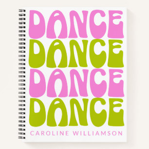 Cuaderno Nombre personalizado Retro bailarín de danza verde