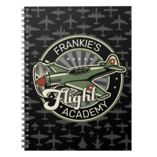 Cuaderno NOMBRE personalizado Retro de avión militar de gu
