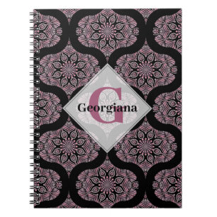 Cuaderno Nombre personalizado Retro Dusky Rosa Fronteras fl