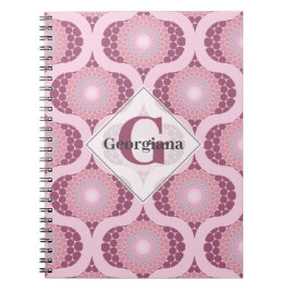 Cuaderno Nombre personalizado Retro Radiante Dusky Rosa Dot