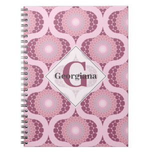 Cuaderno Nombre personalizado Retro Radiante Dusky Rosa Dot