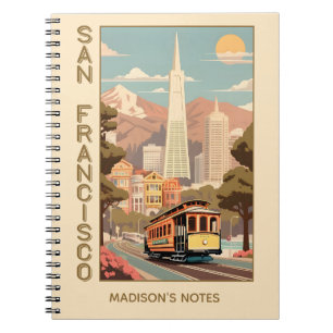 Cuaderno Nombre personalizado retro San Francisco
